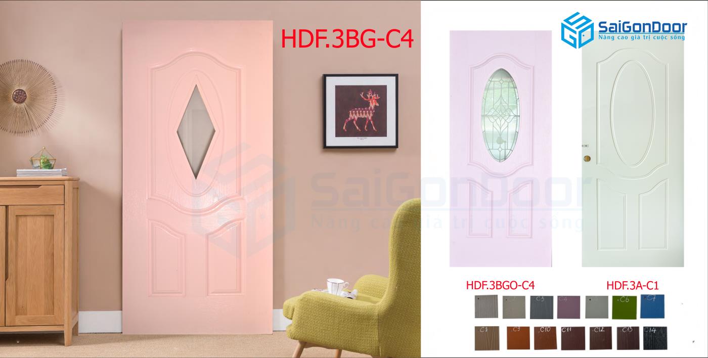 Mẫu cửa gỗ HDF sơn với đa dạng màu sắc cùng với mức giá rẻ đang là lựa chọn của nhiều khách hàng hiện nay